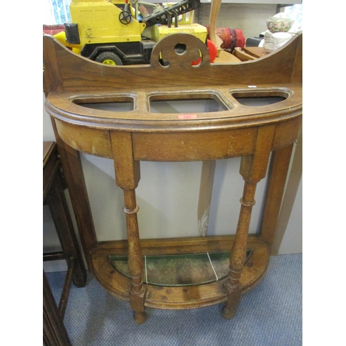 183 - A small crossbanded gateleg table, together with an early 20th century oak demi lune umbrella/stick ... 