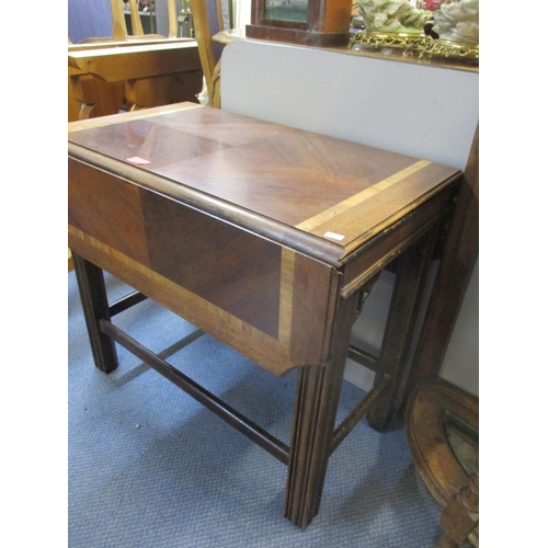 183 - A small crossbanded gateleg table, together with an early 20th century oak demi lune umbrella/stick ... 