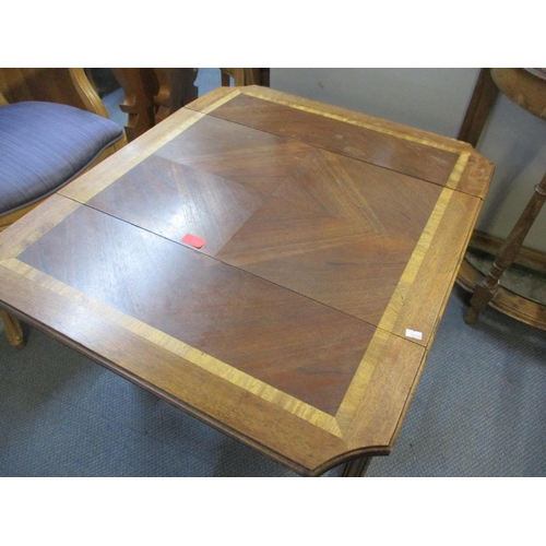 183 - A small crossbanded gateleg table, together with an early 20th century oak demi lune umbrella/stick ... 