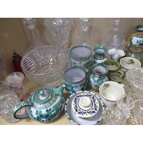 210 - Tintagel Pottery items together with mixed glassware to include Nagel glassware and mixed pottery an... 