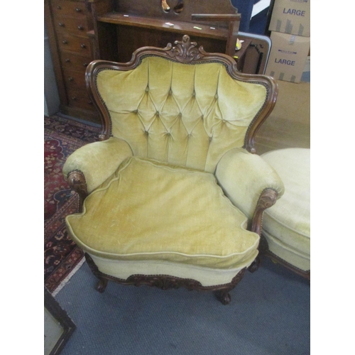 25 - A reproduction French style walnut chaise longue and a pair of matching armchairs