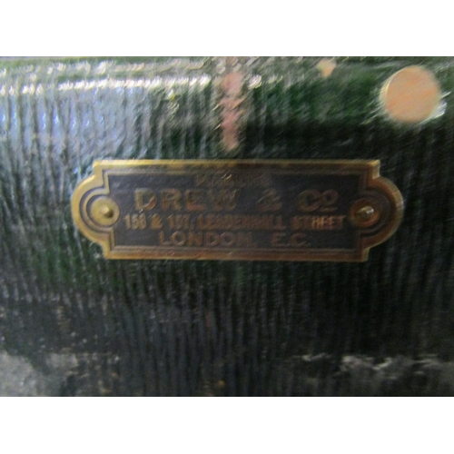 259 - A Drew & Co London green leather vintage suitcase