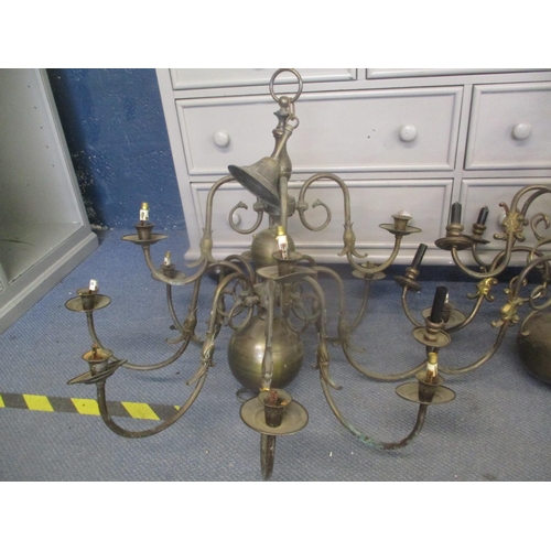 265 - Two similar late 20th century Dutch style large chandeliers with scrolled branches