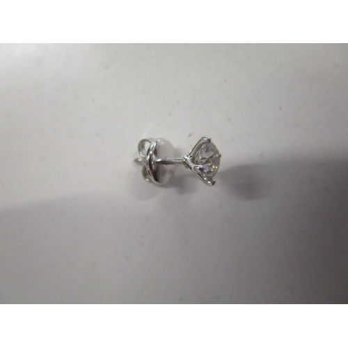 284 - A pair of 18ct white gold four claw-set RBC diamond solitaire studs, boxed.  Diamonds 1.01ct