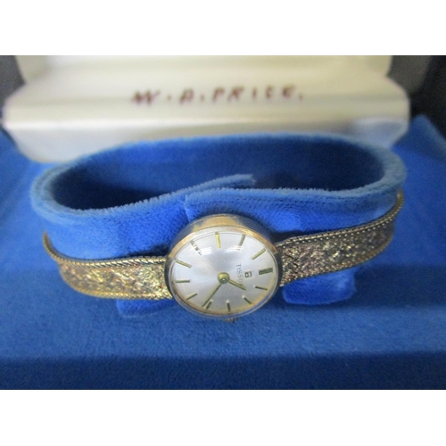 308 - A Tissot 9ct gold ladies wristwatch on an integral 9ct gold bracelet strap, hallmarked London 1967, ... 