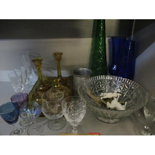 91 - Ceramics and glassware to include Satsuma vases, a soda syphon, wine and other glasses