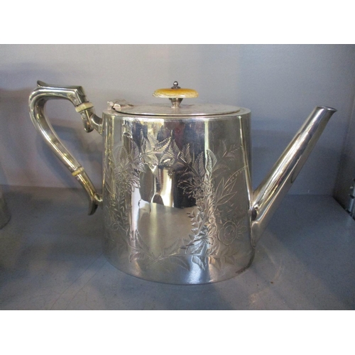 81 - A Georgian style silver plated tea and coffee set, comprising teapot, coffee pot, milk jug and twin ... 