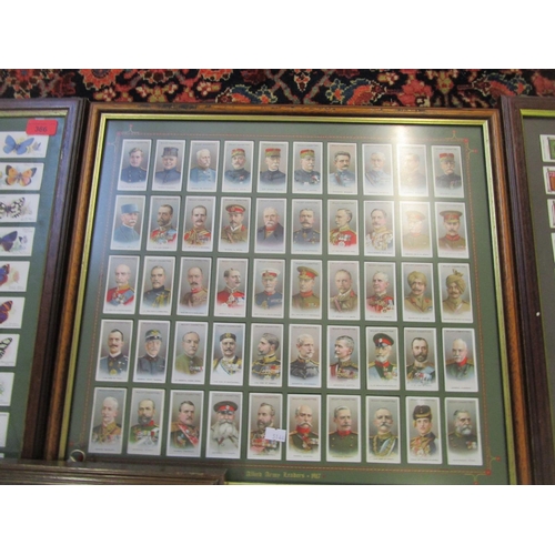 366 - A group of framed and glazed sets of cigarette cards to include Wills cigarettes of Allied Army Lead... 