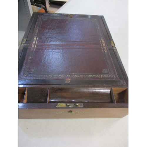 19 - An early Victorian rosewood fitted writing box with mother of pearl insets A/F together with an earl... 