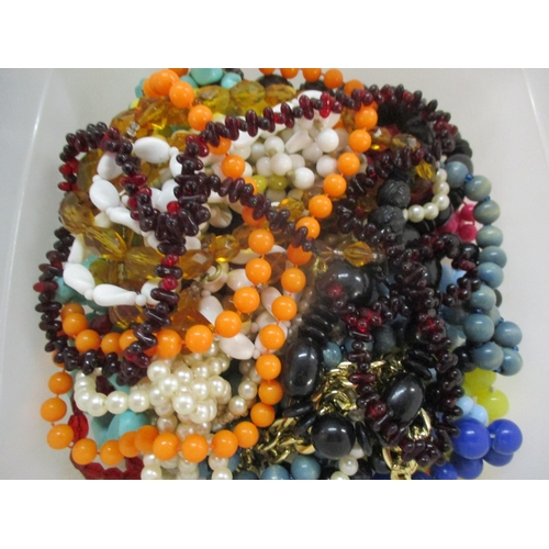 65 - Mixed vintage costume jewellery to include beaded necklaces, earrings, shoe clips and cufflinks