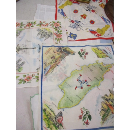 76 - A 1953 Coronation handkerchief and other mid 20th century collectors handkerchiefs together with mix... 