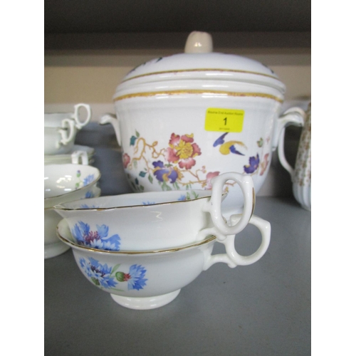 1 - Mixed china to include a Wedgwood Devon Rose pattern ice pail and cover, a Spode Fleur de lys coffee... 