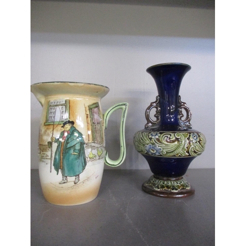 163 - A late 20th century Japanese lacquered box, three collectors' dolls, collectors plates, a Doulton va... 