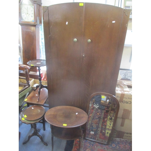 73 - Mixed furniture to include an Art Deco oak wardrobe mirror and four occasional tables