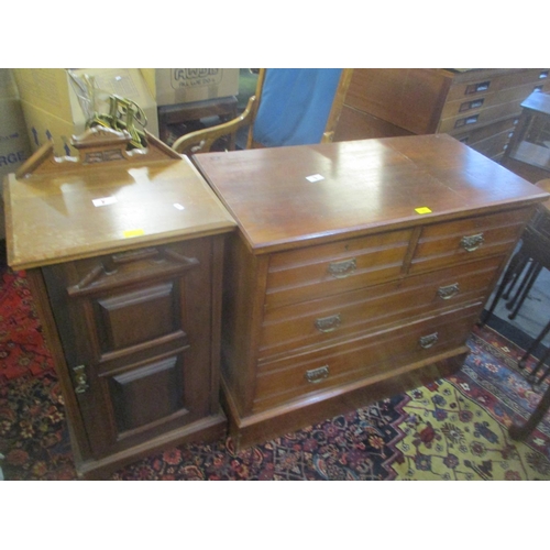 77 - A late Victorian walnut chest of drawers 78cm h x 91.5cm w, and a Victorian walnut pot cupboard 90cm... 