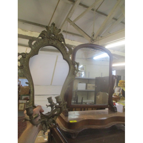 89 - A Victorian mahogany dressing table swing mirror and a reproduction gilt metal Girondale mirror