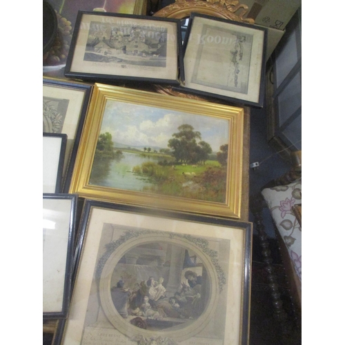 90 - Mixed pictures to include a Donald Crawford signed engraving, mixed coloured engravings and others