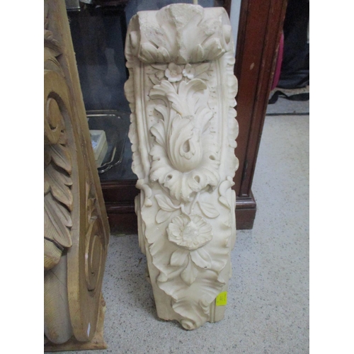 286 - Two 19th century carved pine corbels and a carved marble corbel