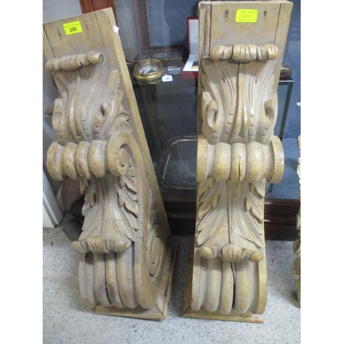 286 - Two 19th century carved pine corbels and a carved marble corbel