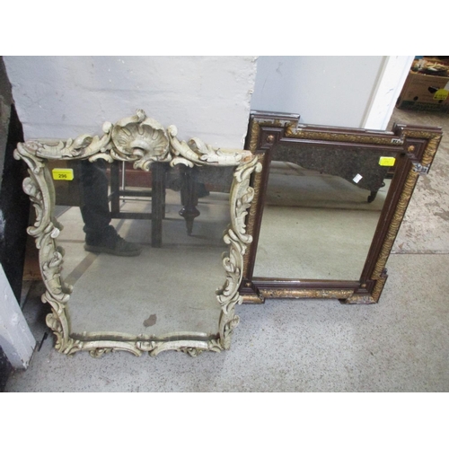 296 - An ornate white painted wall mirror, one other mirror, and a framed and glazed photograph of a young... 