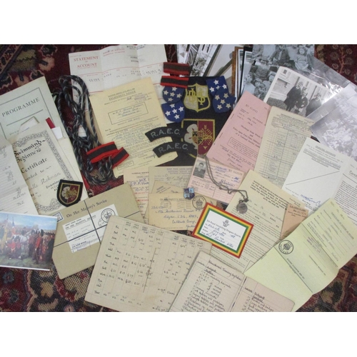 300 - Royal Army Education Corps, 5th Royal Innerskilling Dragoon Guards ephemera, cloth badges and tag re... 