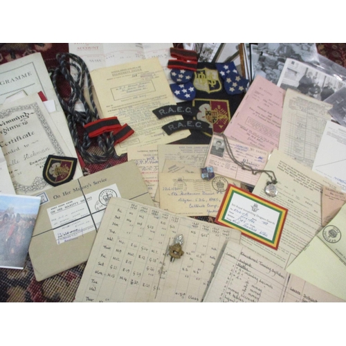 300 - Royal Army Education Corps, 5th Royal Innerskilling Dragoon Guards ephemera, cloth badges and tag re... 