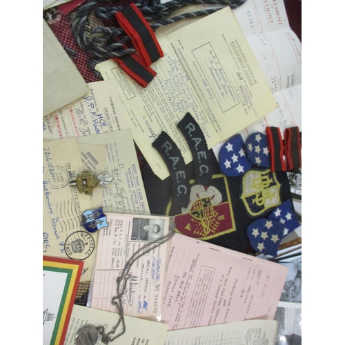 300 - Royal Army Education Corps, 5th Royal Innerskilling Dragoon Guards ephemera, cloth badges and tag re... 