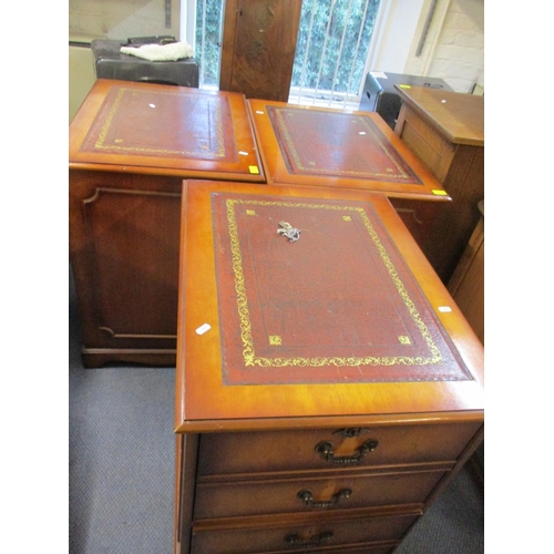 311 - Three reproduction yew two drawer filing cabinets