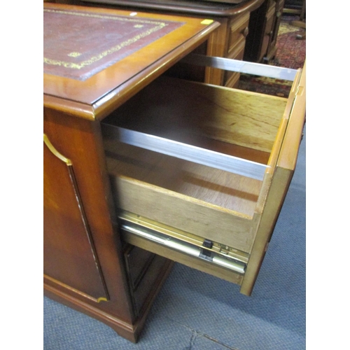 311 - Three reproduction yew two drawer filing cabinets