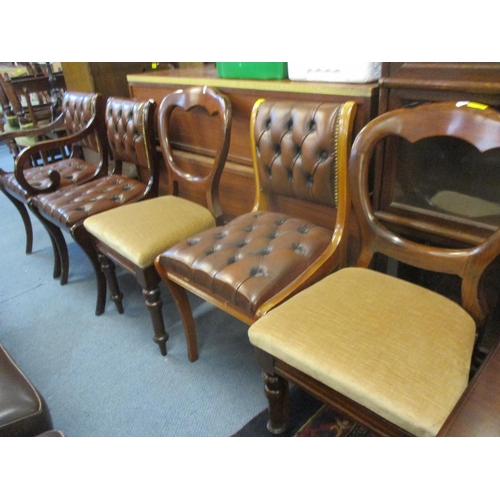 315 - A quantity of mixed reproduction chairs (5) and a reproduction mahogany coffee table