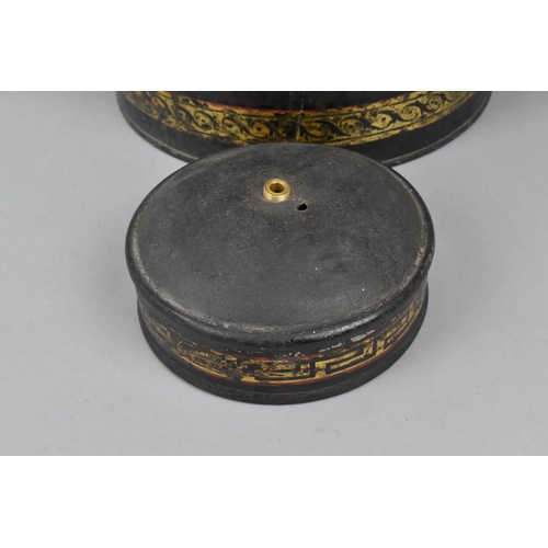 132 - A Victorian toleware tea canister by Parnall & Sons, Bristol, with gilt frieze decoration to the bod... 