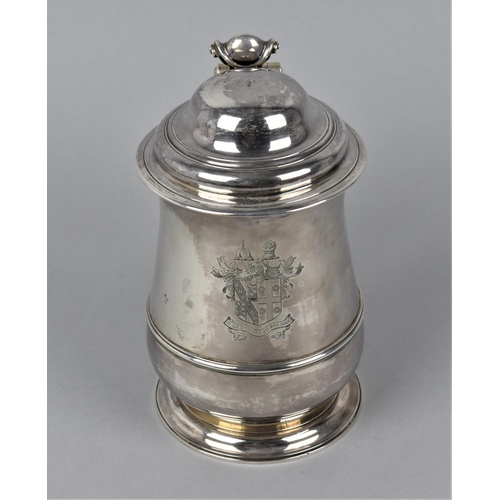 2 - A George II silver lidded tankard by Richard Gurney & Thomas Cook, London 1750, with a hinged, domed... 