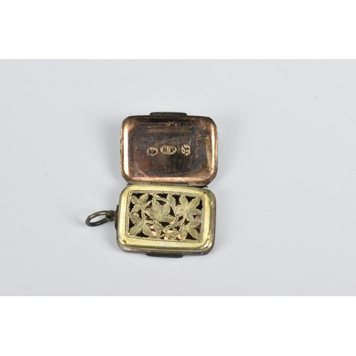 70 - A George III silver and silver gilt miniature vinaigrette by Samuel Pemberton, Birmingham 1810, of r... 