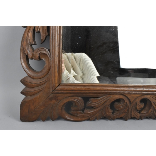 37 - A turn of the century Continental carved oak cushion mirror, circa 1900, possibly Flemish, of rectan... 