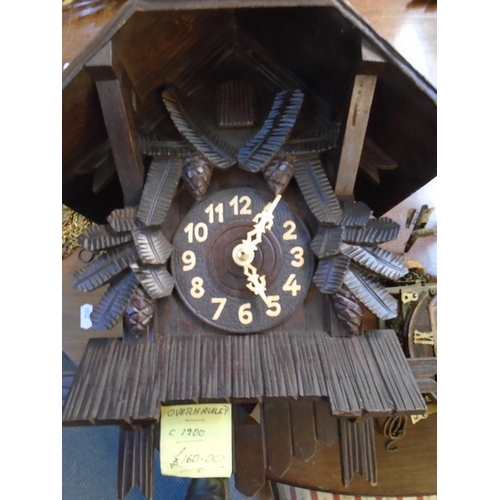 232 - Two wooden cased cuckoo wall clocks and a cuckoo clock movement A/F
Location: 5:5