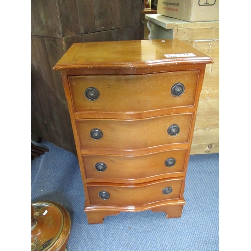 196 - A reproduction yew Pembroke table, 72cm H x 55.2cm W x 43cm D (89cm D when extended and a yew demi-l... 