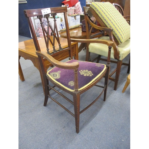 196 - A reproduction yew Pembroke table, 72cm H x 55.2cm W x 43cm D (89cm D when extended and a yew demi-l... 