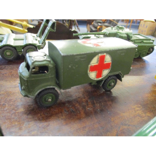 208 - Ten vintage Dinky Army vehicles to include a Thornycroft Mighty Antar, Tank Transporter, Centurion T... 