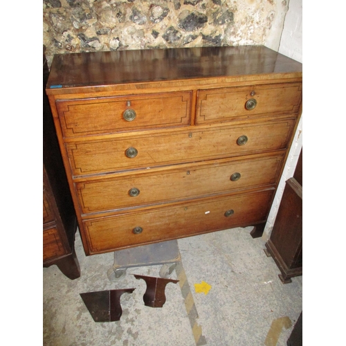 233 - A Georgian mahogany chest with two short over three long drawers raised on bracket feet A/F (two fee... 