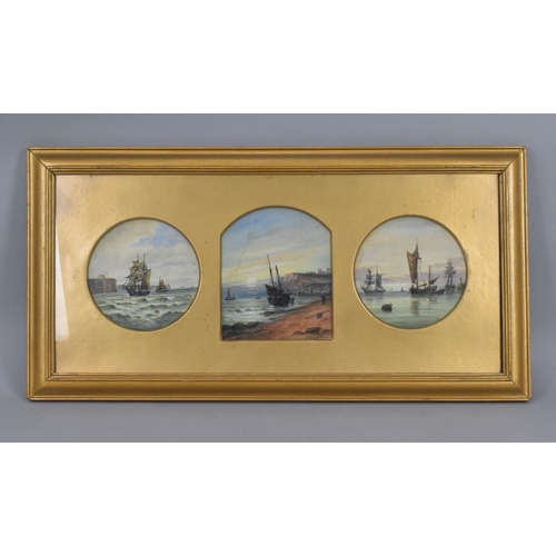 155 - A framed set of three maritime watercolours by J.F Branagan, 19th century, titled 'Scenes of the Yor... 