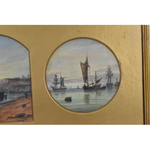 155 - A framed set of three maritime watercolours by J.F Branagan, 19th century, titled 'Scenes of the Yor... 