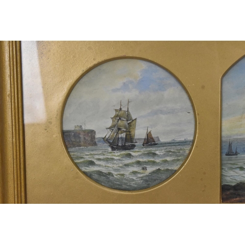 155 - A framed set of three maritime watercolours by J.F Branagan, 19th century, titled 'Scenes of the Yor... 