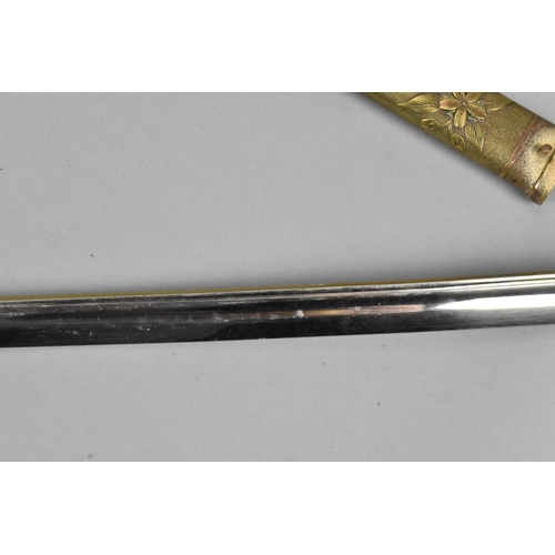 159 - A Japanese WWII Officer's sword (kyu-gunto), with white same grip and brass mounted hilt, with sakur... 