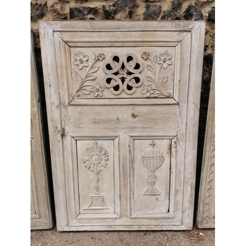 183 - A set of three Victorian carved and moulded doors, two with dates to the front, one 1848, the other ... 