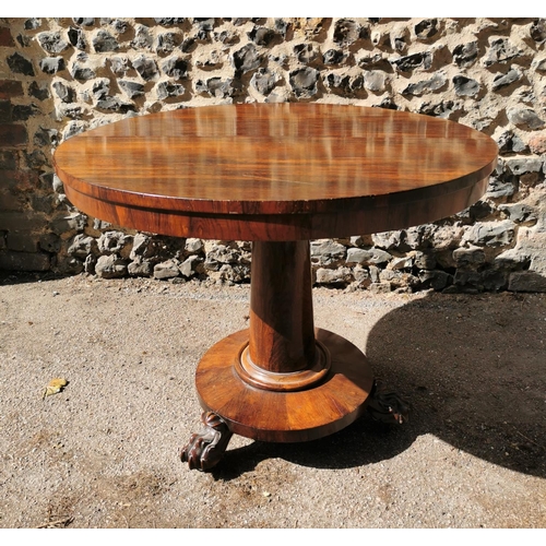 175 - A William IV rosewood occasional table, the circular top above a central column on a circular base w... 