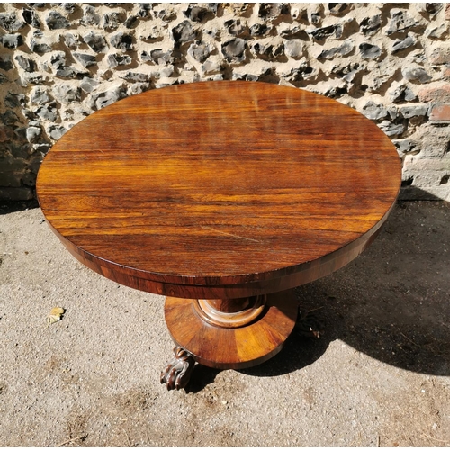 175 - A William IV rosewood occasional table, the circular top above a central column on a circular base w... 