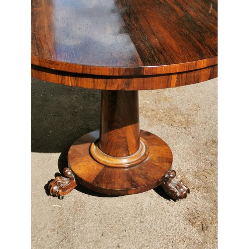 175 - A William IV rosewood occasional table, the circular top above a central column on a circular base w... 