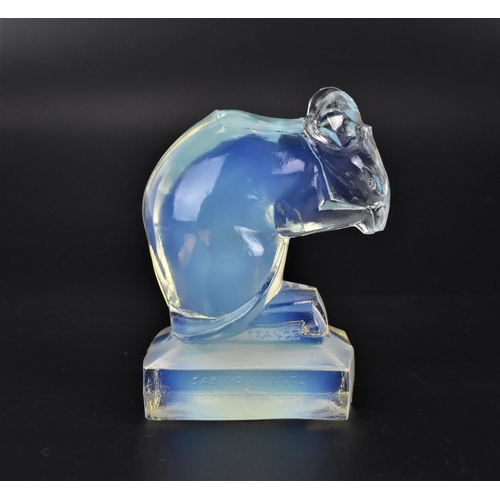 18 - An Art Deco Sabino opalescent glass 'Souris' mouse car mascot, in the cubist style, with moulded SAB... 