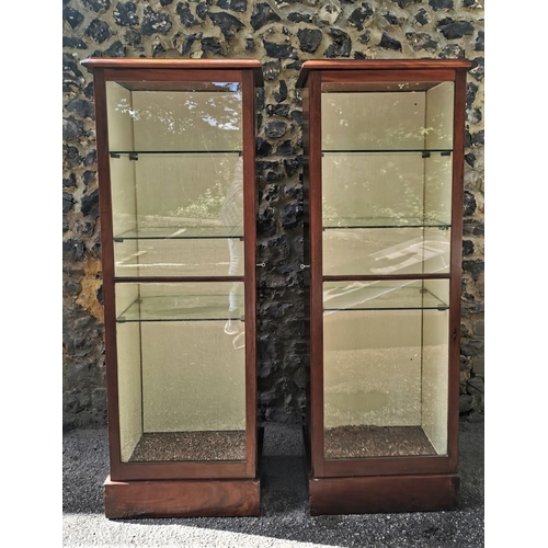 189 - A pair of Victorian mahogany glazed vitrine display cabinets, each with adjustable glass shelves, 13... 