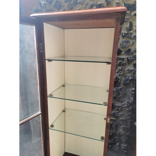 189 - A pair of Victorian mahogany glazed vitrine display cabinets, each with adjustable glass shelves, 13... 